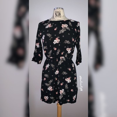 h&m black floral dress