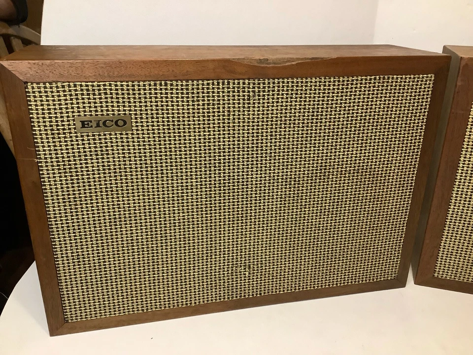 Par de Altavoces Modernos Vintage EICO Mid-Century 7A3 Hechos en Japón Probados Foto 3 de 4