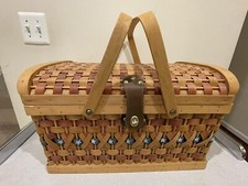 picnic basket stroage basket july 4 colors wicker basket 20?12?12 vtg very large