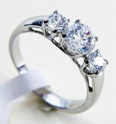 Ct Round Cut Stainless Steel Past Present Future Engagement Wedding  Ring