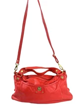 Marc Jacobs Tomato Red Cow Leather Medium Shoulder Bag Brass Logo Turn Lock