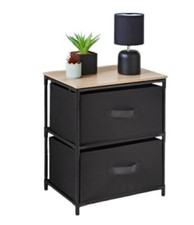 2 Drawer Deep Chest Storage Furniture Light Oak& Black Bedroom Bathroom Playroom
