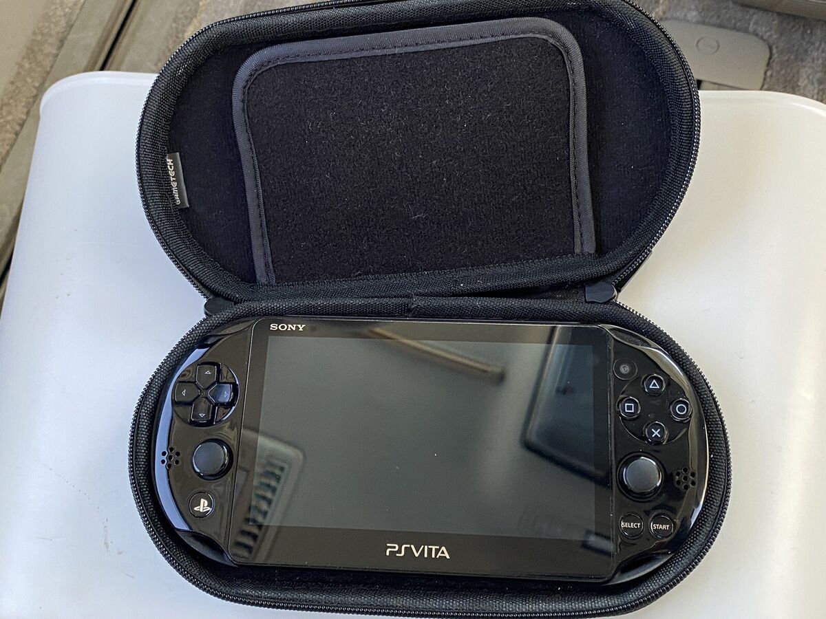 SONY PS Vita PCH-2000 Black ZA11 w/ Charger, Box,8GB memory card,EDF3,Pouch