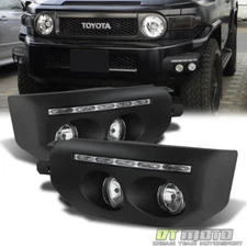 For 2007-2014 Toyota Fj Cruiser Black Bumper Fog Lights LED DRL Driving Lamps