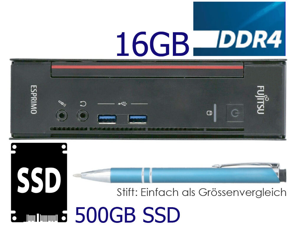 Fujitsu Esprimo Q956 Intel i5-6500T CPU 16GB DDR4 500 GB SATA SSD