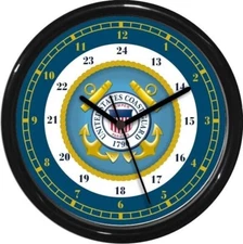 12.25" US Coast Guard 24 Hour Wall Clock Military Patriotic Armed Services 0724