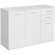 HOMCOM Armadietto da Ufficio 2 Cassetti 3 Armadietti Bianco Legno