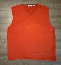 Vintage IZOD 100 Knitted Cotton Rust Orange Preppy V Neck Sweater Vest Medium