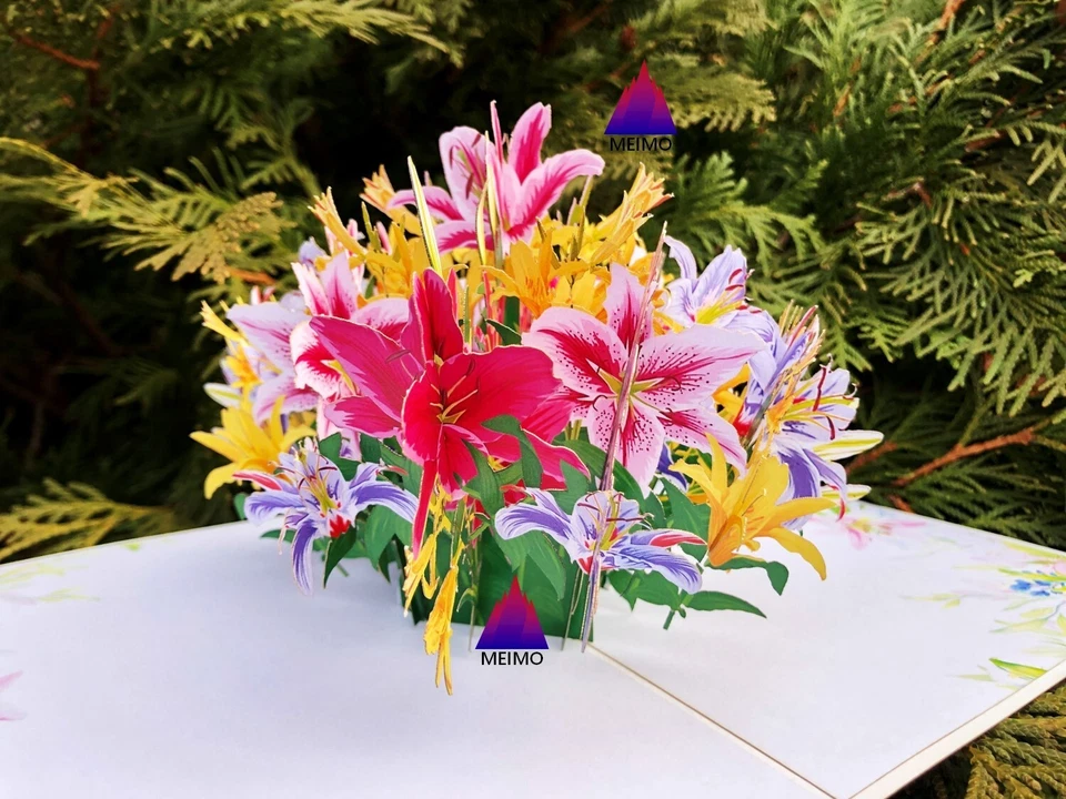 3D всплывающая поздравительная открытка цветок цветочный день рождения мать любовь юбилей природа - Изображение 2 из 4