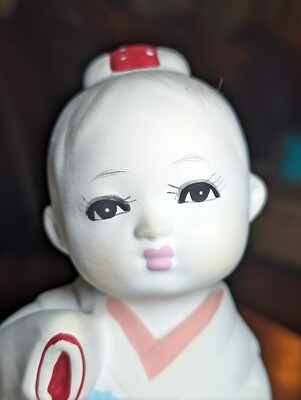 ペアユカタドール Vintage Pair Of Japanese Hakata-Ningyo Clay Dolls Traditional