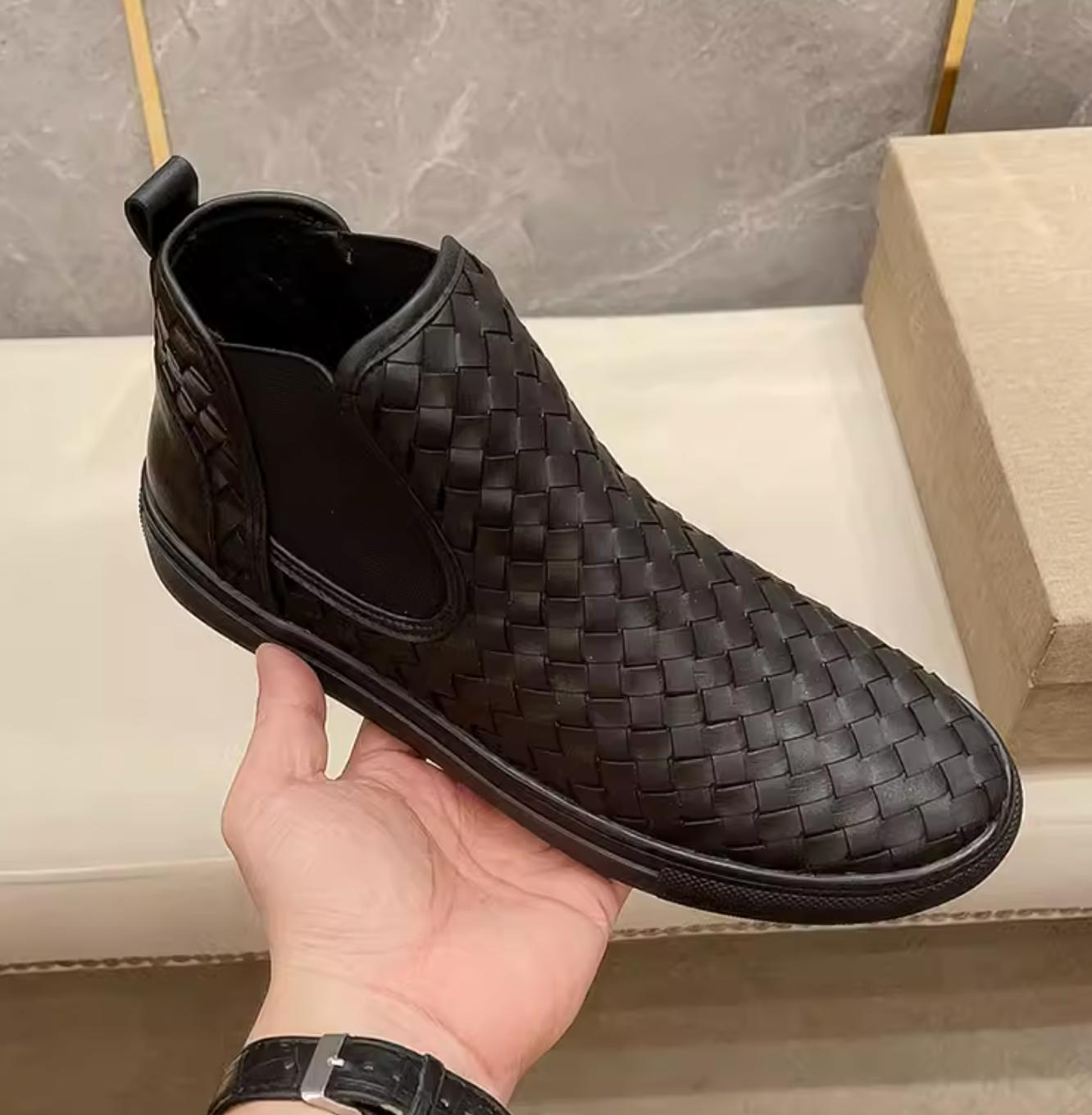 SAOLA Scarpe piatte pull on da uomo moda tempo libero alla moda nera pump in pelle da passeggio