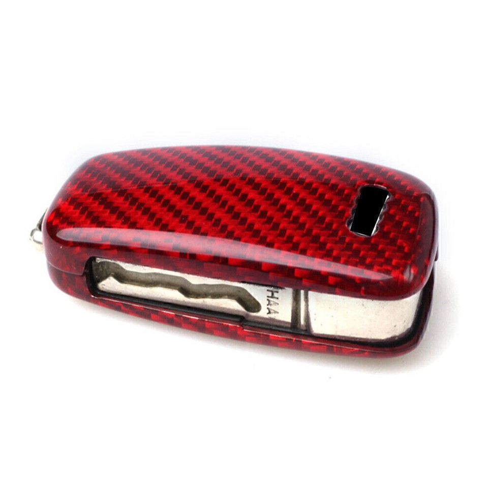 Carbon Fiber Red Remote Key Case Fob Shell Cover For Audi A6 TT A3 Q3