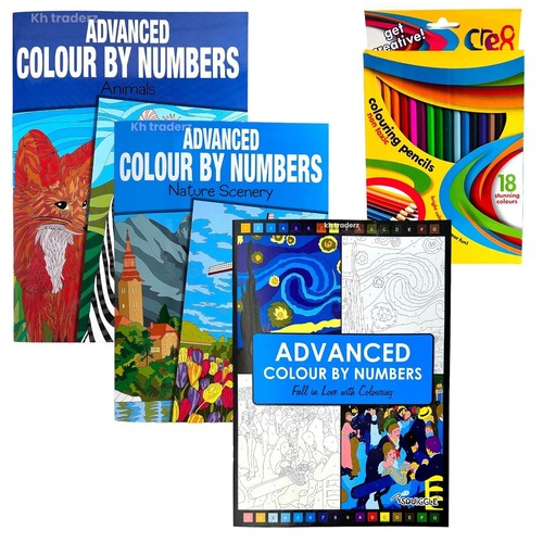 A4 Advanced Adult Colouring Book Books Colour By Numbers Colouring Book Relaxing