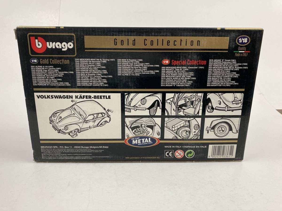 入手難　未使用❗1/18 burago VW KAFER BEETLE Bburago 1955 Volkswagen Beetle 1:18 Scale Diecast Model