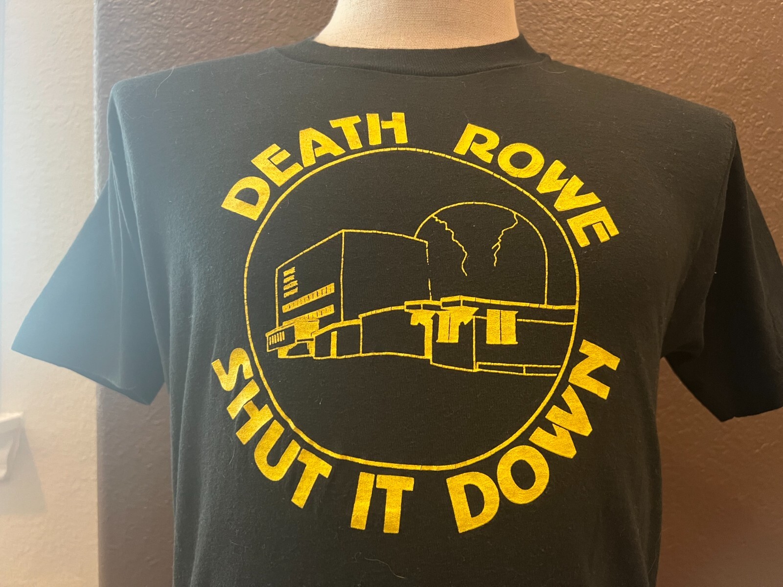 FILA T shirt vintage anni '80 Death Rowe Shut it Down nera taglia M