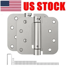 2 Pack Self Closing Door Hinges 4 Inch 4" Spring Loaded Hinges, Brushed Nickel