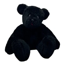 Vintage Hand Made 15” Teddy Bear Fully Jointed Black Plush Stuffed Animal