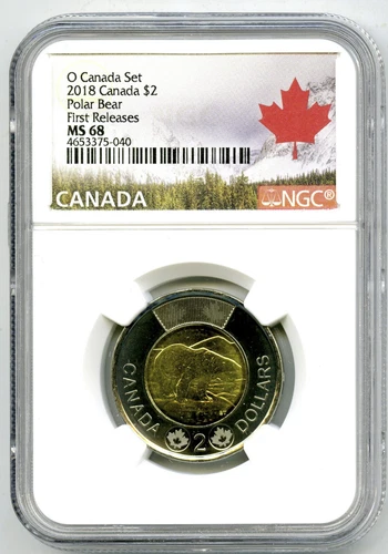 2018 O CANADA $2 POLAR BEAR TOONIE NGC MS68 FIRST RELEASES TOP POP ONLY 3