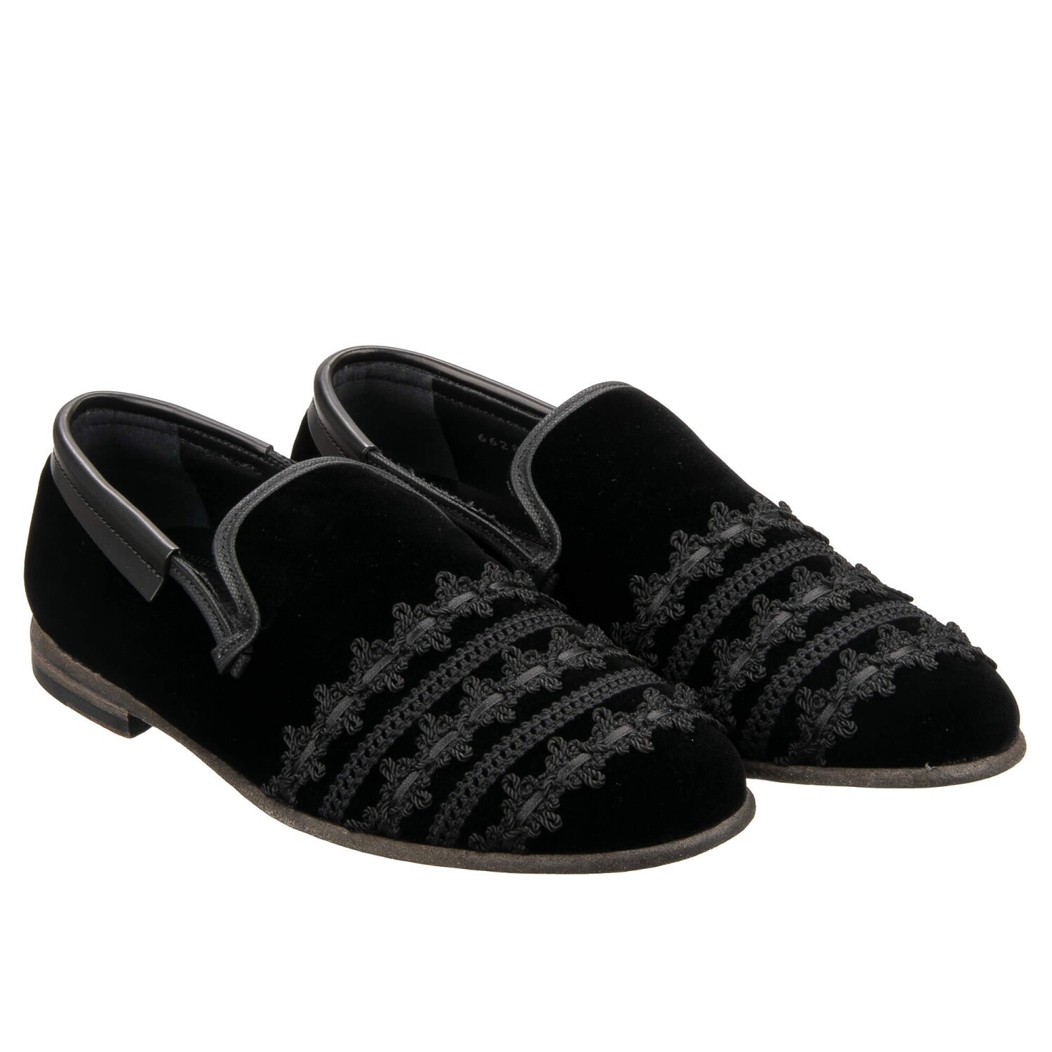 Dolce & Gabbana Ricamo In Velluto Mocassini Scarpe Amalfi Neri