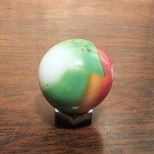 Vintage Marble King Rainbo Beach Ball .625 White, Green, Orange, Red Marble