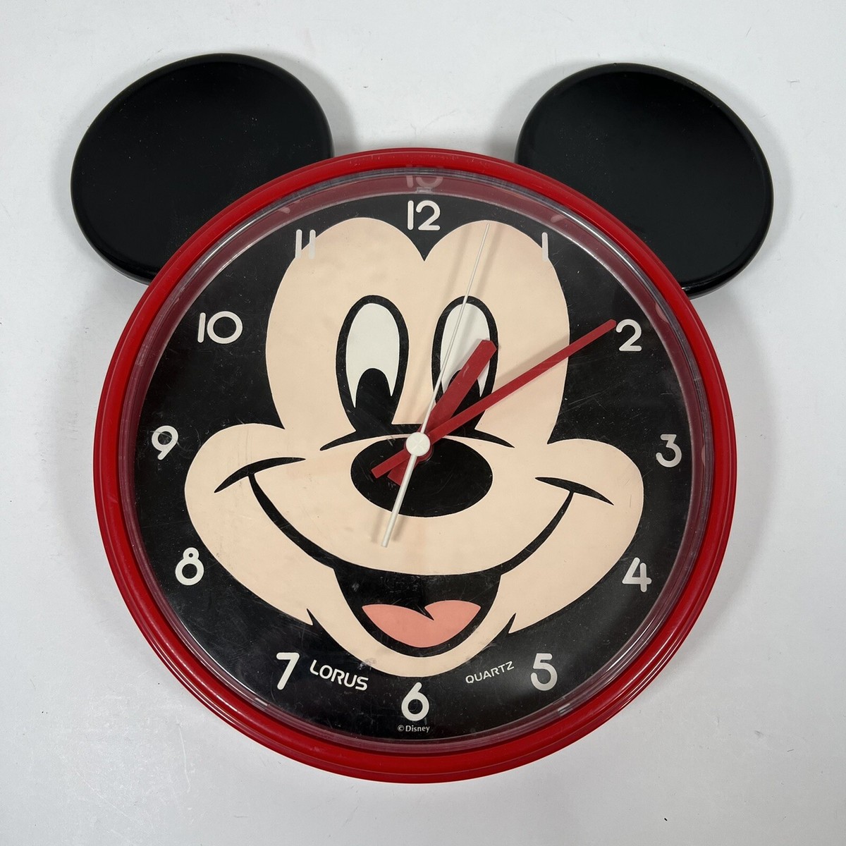 Mickey Mouse Face & Ears Alarm Clock Vintage 1990's Lorus