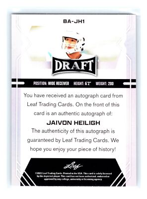 スポーツ選手 leaf AUTHENTIC DRAFT SIGNATURE スポーツ選手 leaf AUTHENTIC DRAFT SIGNATURE Leaf Autographed Grade