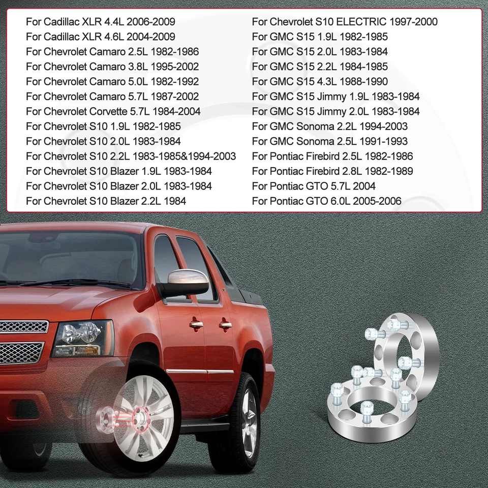 2 piezas 1,25" 5x4,75 12x1,5 pernos espaciadores de rueda para Chevrolet Corvette para GMC S15 Foto 2 de 4