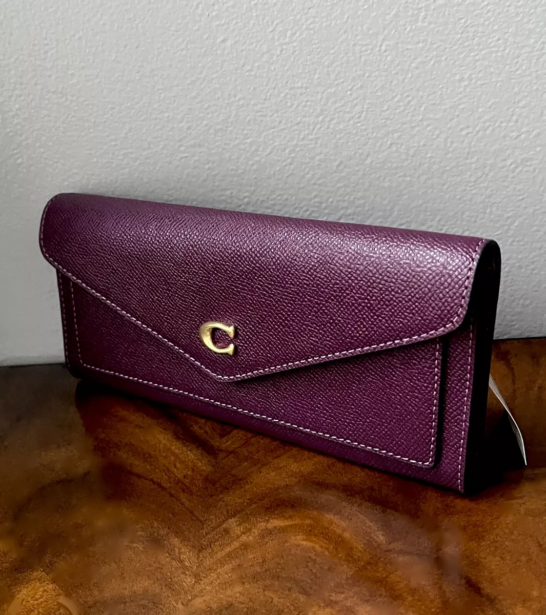 NWT Coach Deep Berry Crossgrain Textured Leather Wyn Slim Envelope Wallet 175