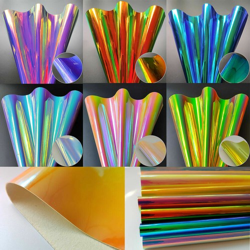 Holographic Jelly PU Leather Fabric Rainbow For Sewing Bag Clothing Material DIY - Picture 6 of 12