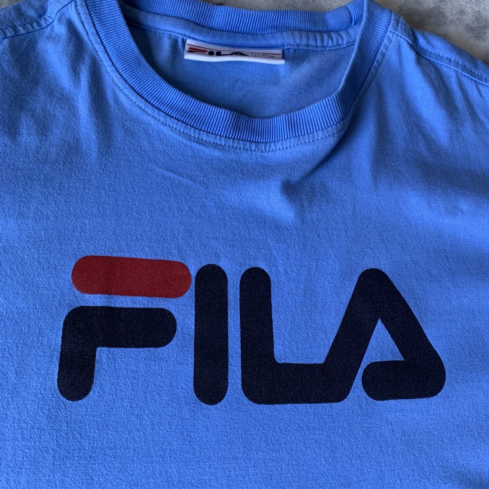 T shirt maglietta FILA classica uomo blu spell out girocollo manica corta S