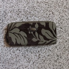 Pochette portafoglio in tessuto con zip verde e marrone foglia verde oilily rara