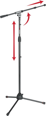 Tripod Mic Stand with Boom Arm & Soft Grip Twist Clutch Height Adjustment, Inclu