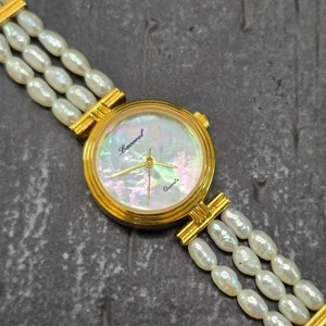 Vintage Lucoral Women\'s Gold Plated Quartz Watch with Multi-Strand Pearl Bracele Vintage LUCORAL Diamond & Coral 3-strand WATCH With Mother  main image 3