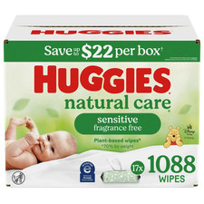 Huggies Natural Care Sensitive Baby Wipes, Fragrance Free, 17 Pk., 1088 Wipes