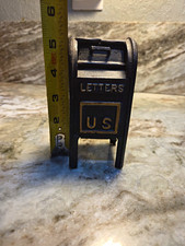 US Letters Air Mail Small Metal Decorative Mailbox Black/Gold Vintage 5in