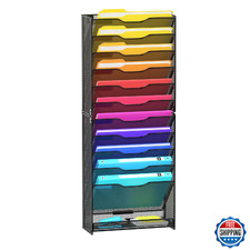 VEESUN 12 Tier Wall File Organizer, Mesh Letter Magazine Mail Holder Rack