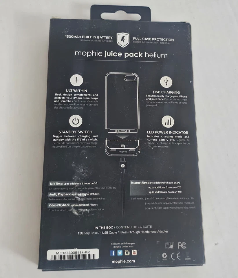 Mophie Juice Pack Helio para iPhone 5 1500mAh Batería Banco de Alimentación Estuche Rosa Nuevo Foto 2 de 3