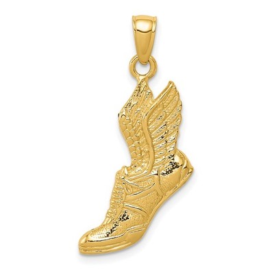 10K Gelbgold poliert Laufschuh Charm Anhänger L 30mm, B 17mm