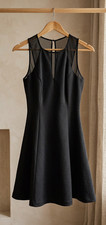 Guess Black Sleeveless Dress Size 2 Geometric High Neck Mini Bodycon Gown