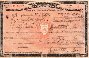 1924 Prohibition Whisky Egg Milk Prescription Doctor Pharmacy Bar Worcester PA
