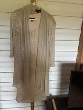 R M Richards Gold Metallic 2 Piece Jacket Dress Set Size 14 Formal Party