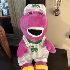 Fisher-Price Barney Train Conductor 12" Plush Purple Dinosaur Toy 2017