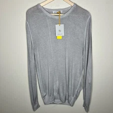 Manuel Ritz Sweater XL Gray Crewneck Lightweight Ribbed Knit Pullover Modal New