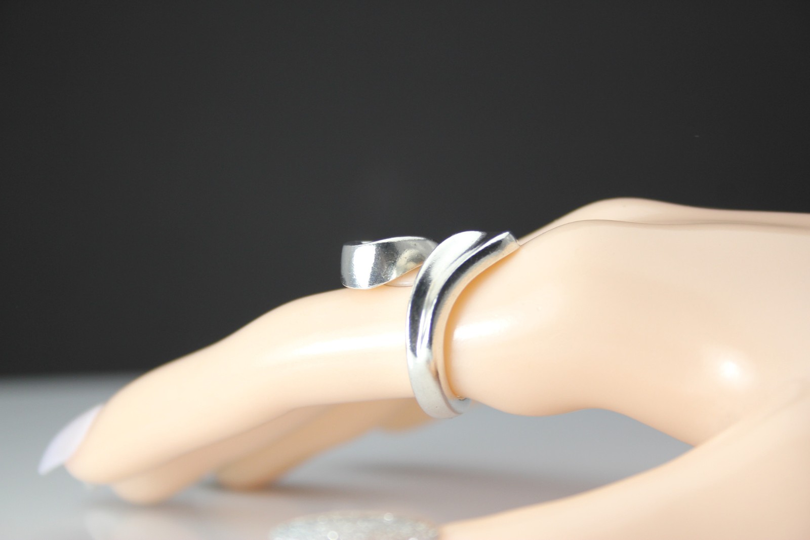 925 Sterling Silver Chunky Solid Bypass Size 6.5 … - image 4