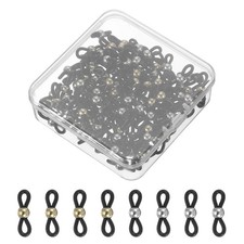 Eyeglass End, 120 Pcs Round Connector with Medium Box, Black Silver/Gold