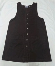 Carolina Blues Jumper Mini Dress 100%cotton M Brown Dark Buttons in front 