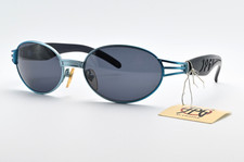 JEAN PAUL GAULTIER Sunglasses 58-7203 Vintage Japan 90s Steampunk Oval Blue M