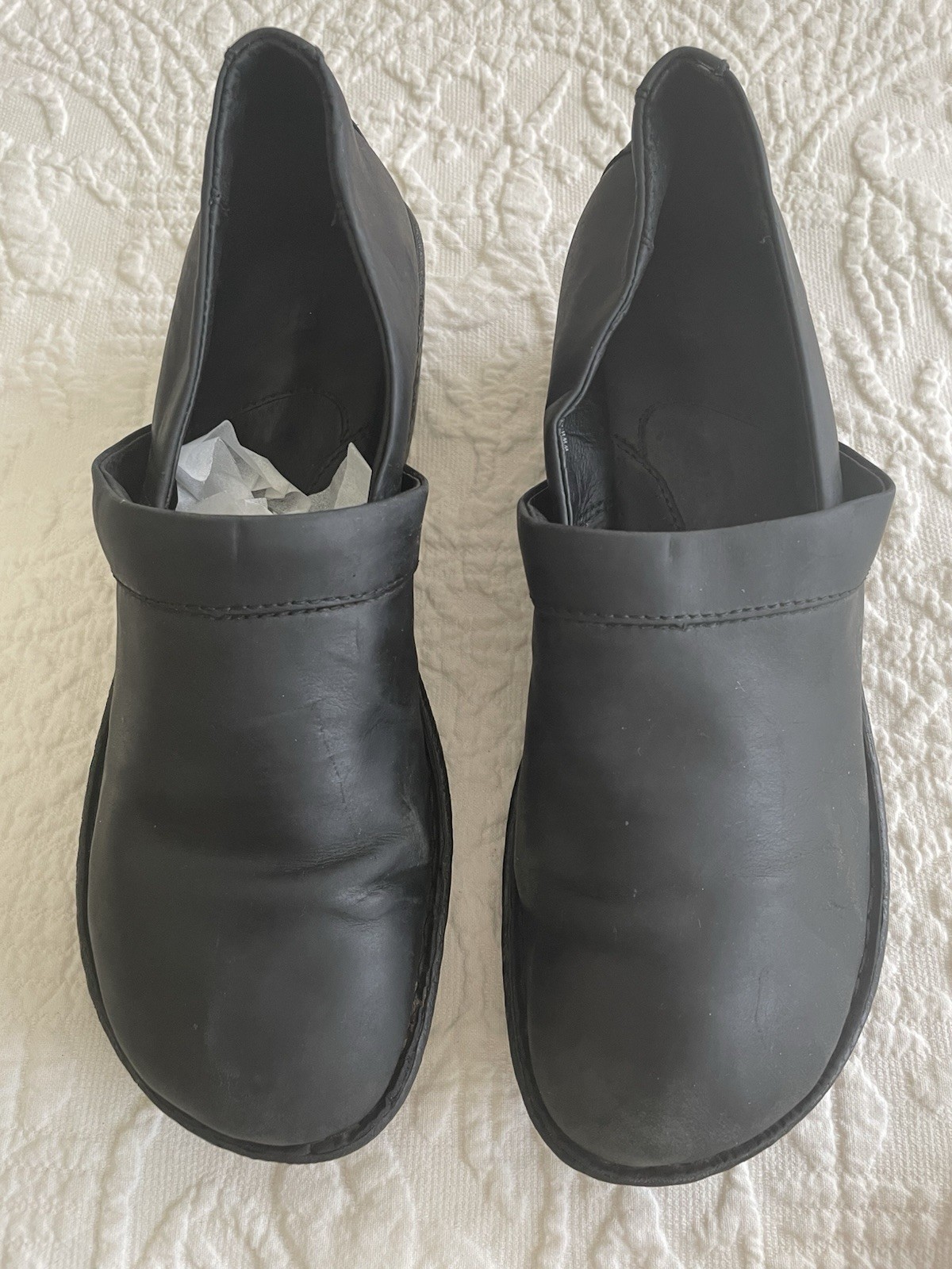 Women’s Born Black Leather Clogs Shoes Size US 9.5