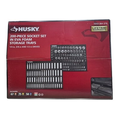 Husky 200 Piece 1/4 in 3/8 in & 1/2 in Drive Socket Set Holder BRAND NEW