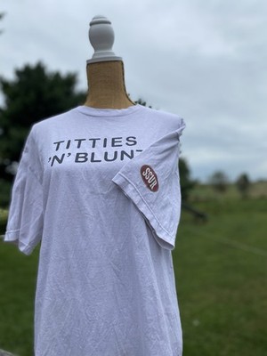 CONTROLLED SUBSTANCE Titties And Blunts SSUR T Shirt Light Gray Size L